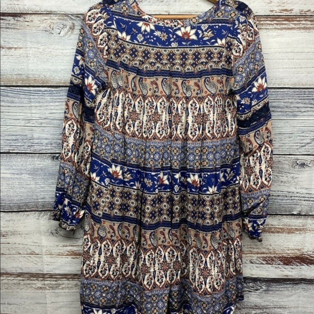 Altar'd State Womens Boho Long Sleeve Dress Top Floral Small Rayon V Neck - Picture 4 of 7